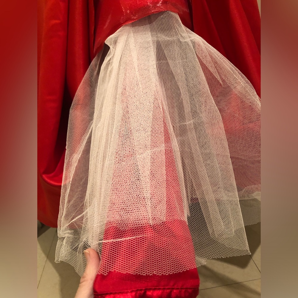 Red Long Dress BICICI & COTY Maxi A-line, beaded back/straps, wed, size S 4-6 - Picture 8 of 11